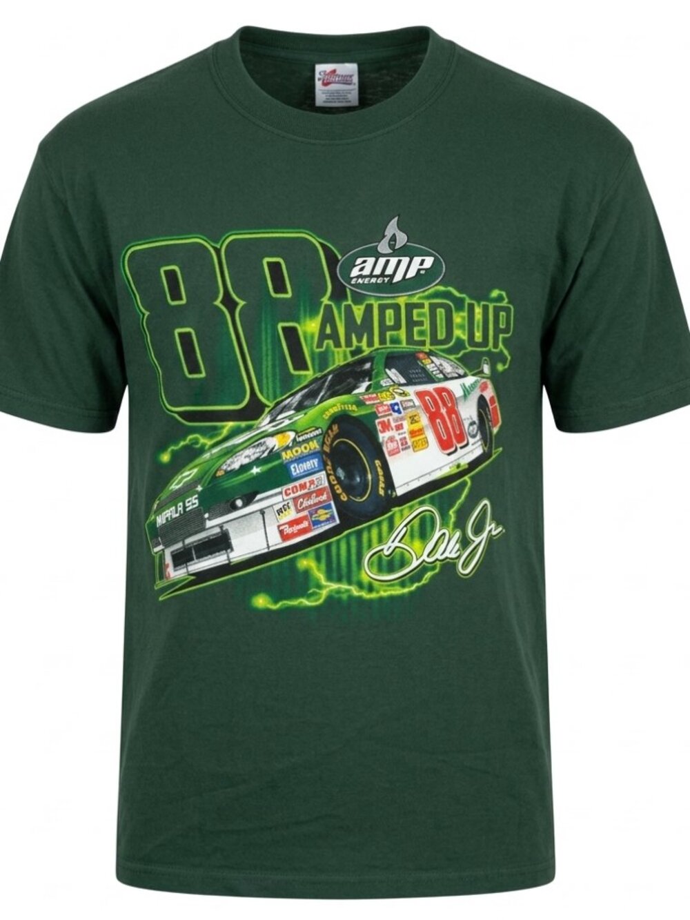 Vintage Chase Authentics Dale Earnhardt Jr 88 NASCAR Green Graphic Tee Size L